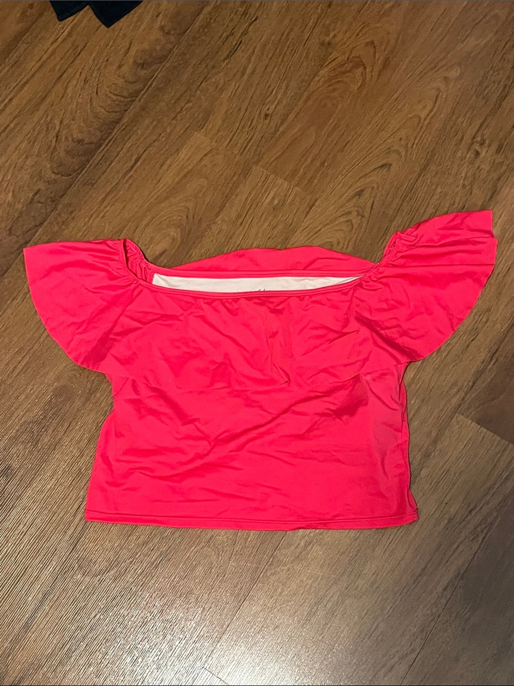 Kortni Jeane Raspberry Off-Shoulder Ruffle Crop Top